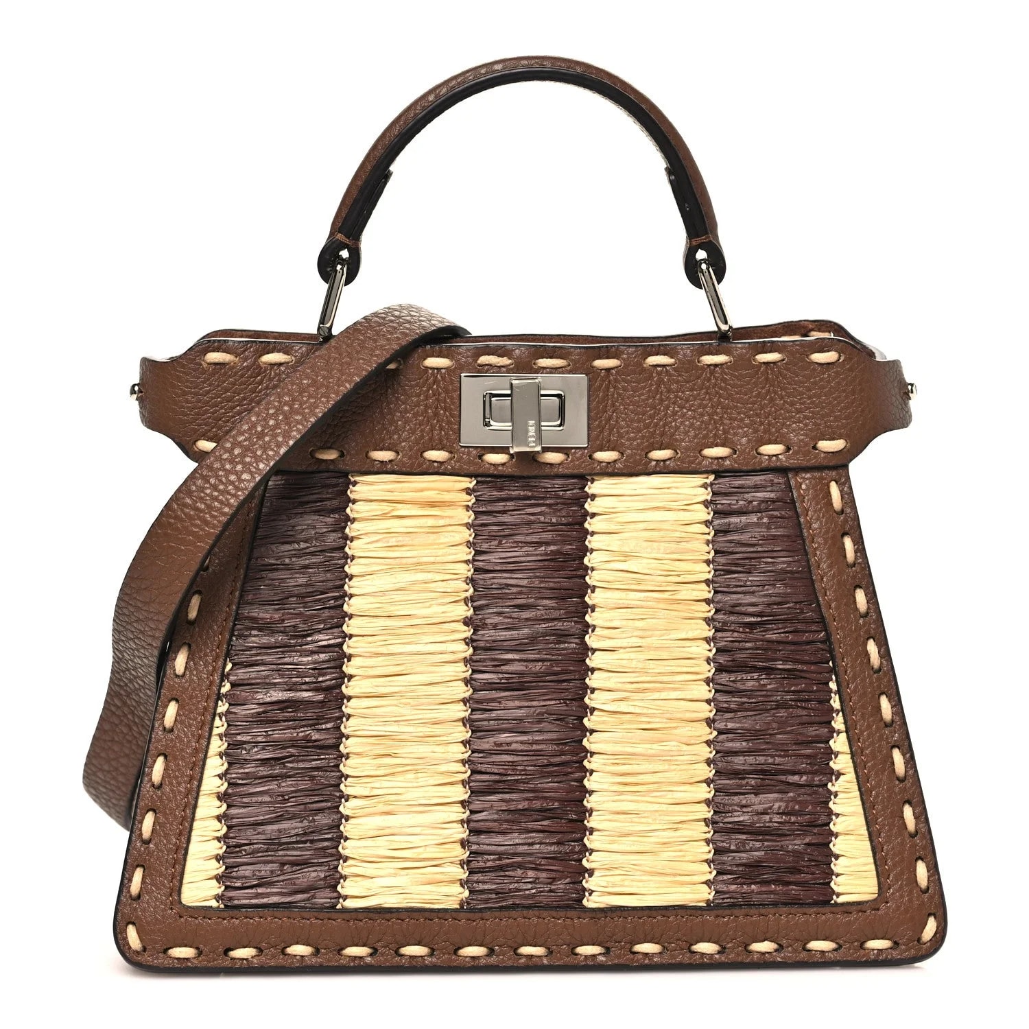 Fendi — Cuoio Romano Woven Petite Peekaboo I SEE U Satchel Gianduia — Handbag — resale