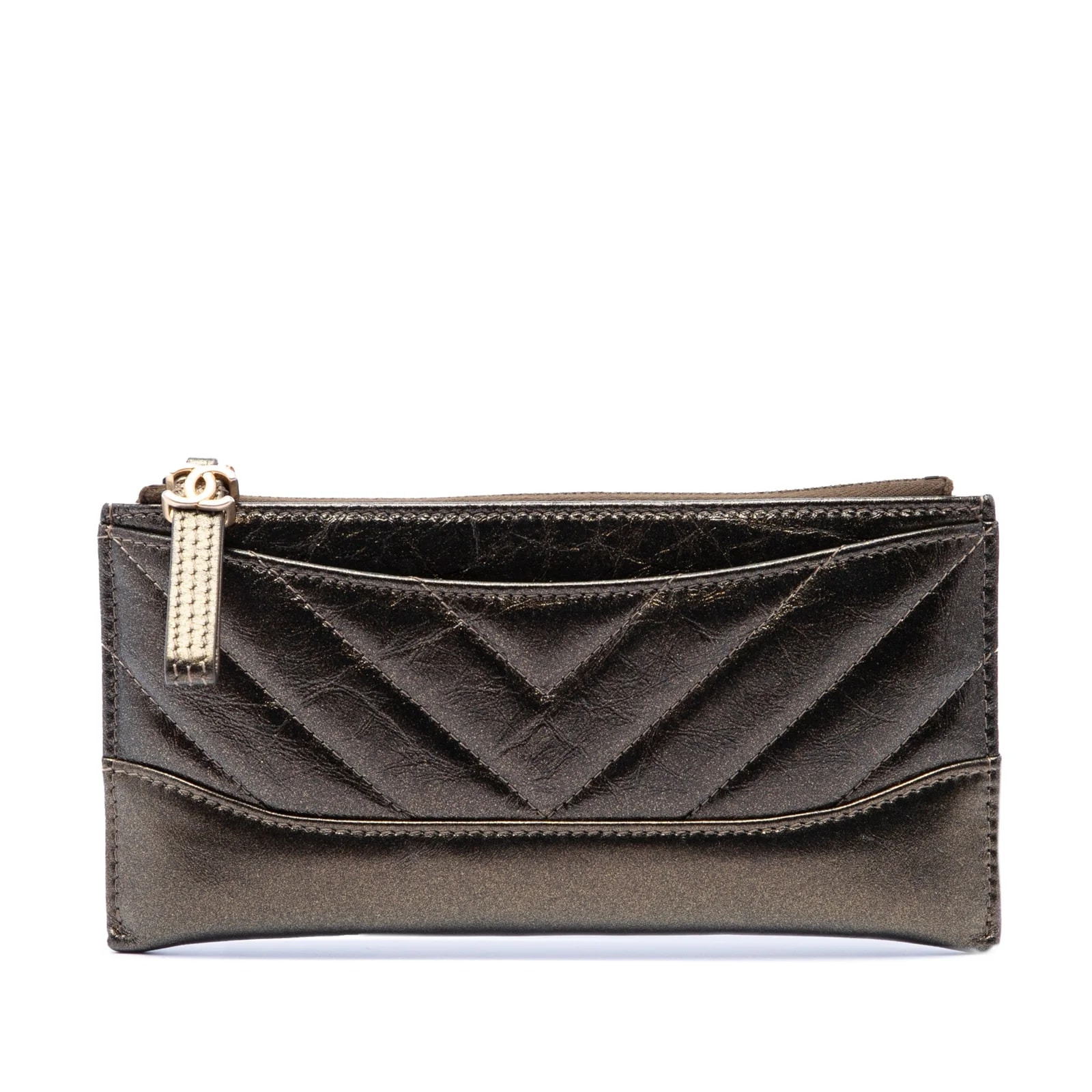 Chanel — Chevron Metallic Aged Gabrielle Zip — Handbag — resale