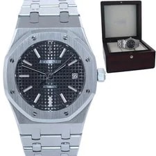 Audemars Piguet — Audemars Piguet Royal Oak Black 39mm Steel 15300ST Date Box — Watch — resale