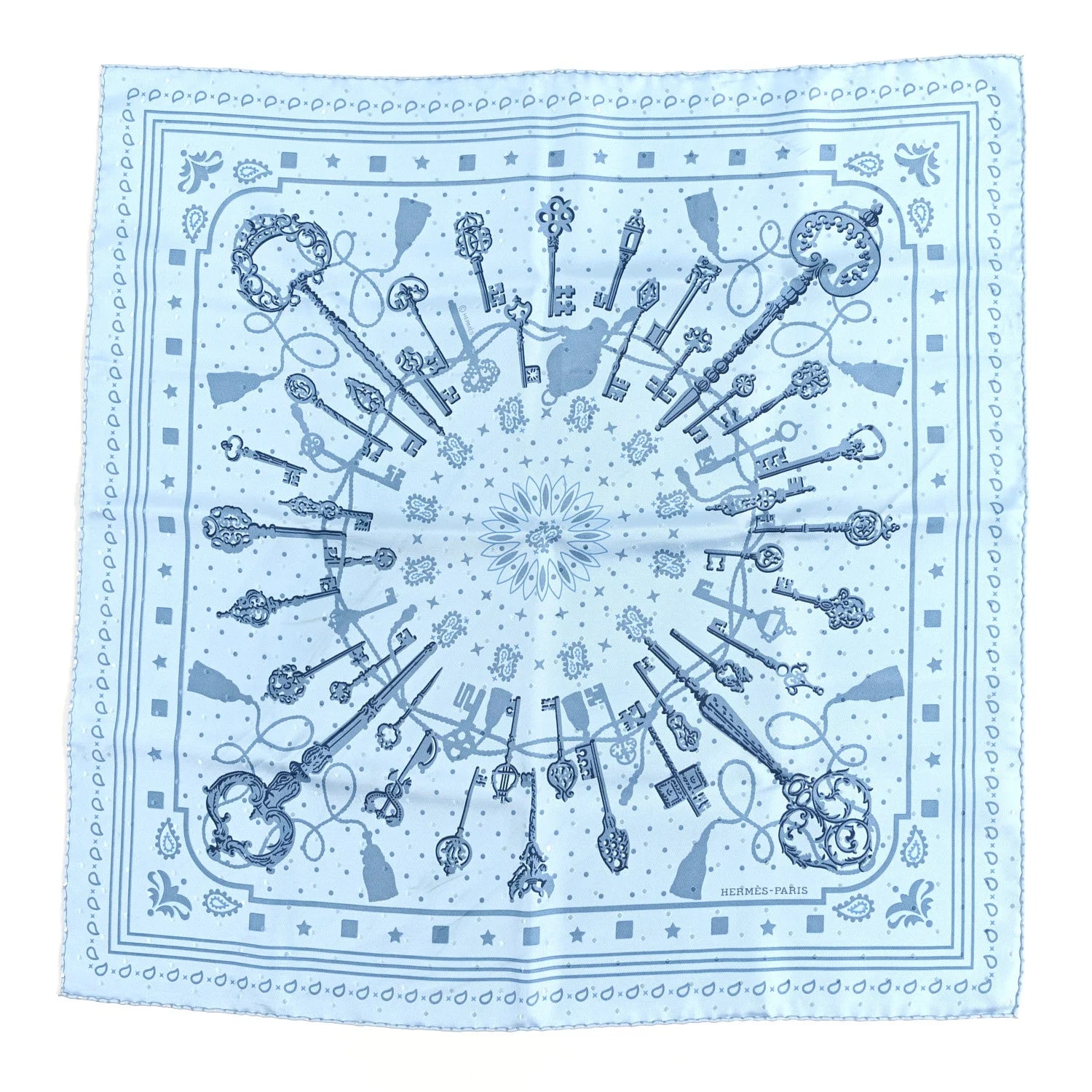 Hermès — les Cles Bandana Scarf 55 Ciel Jean — Accessory — resale
