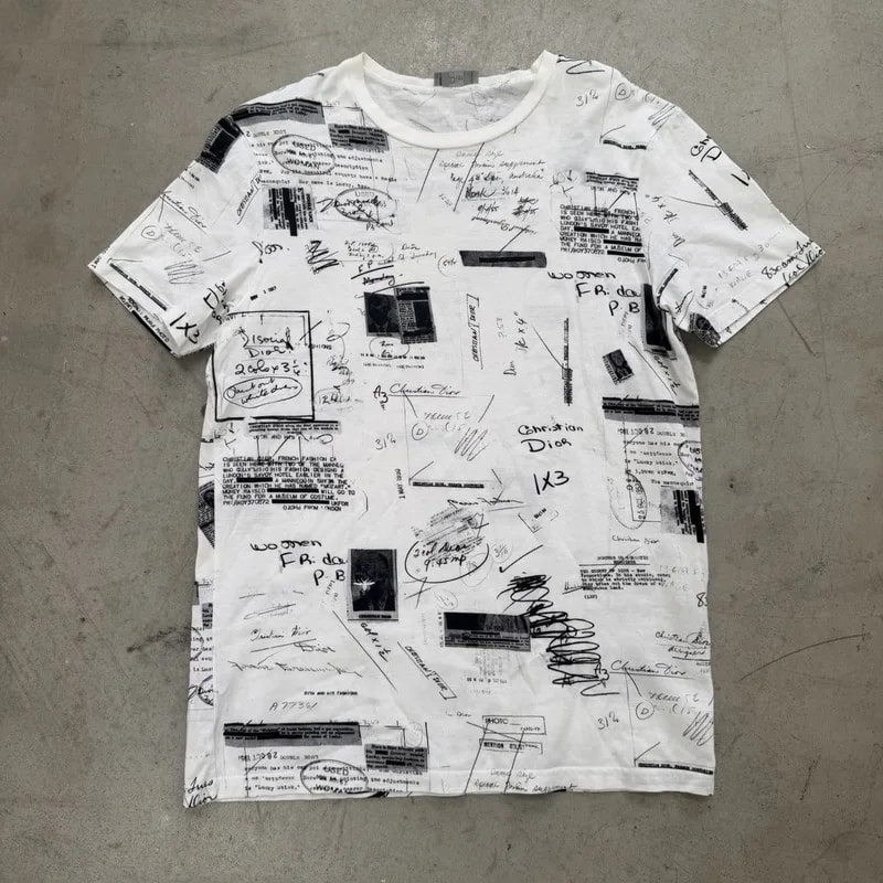 Dior — Dior Homme By Hedi Slimane Scrapbook Print T Shirt — Handbag — resale