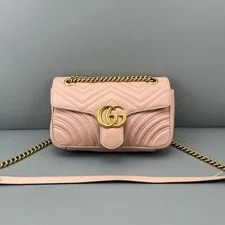 Gucci — Gucci GG Marmont Chevron Quilt Fabric Chain Crossbody Auth — Handbag — resale