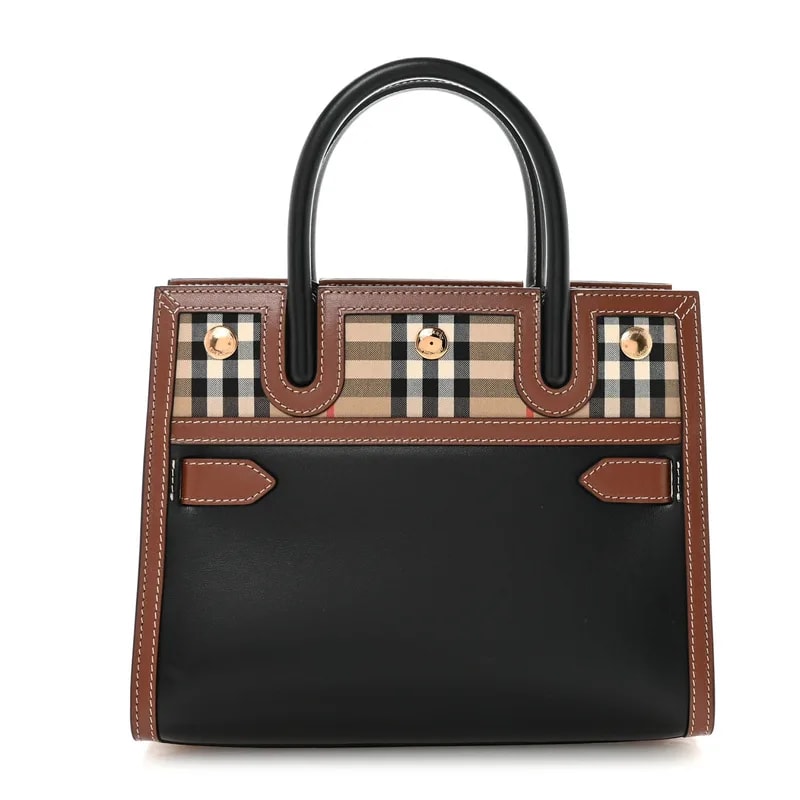 Burberry — Check Mini Two Handle Title — Handbag — resale