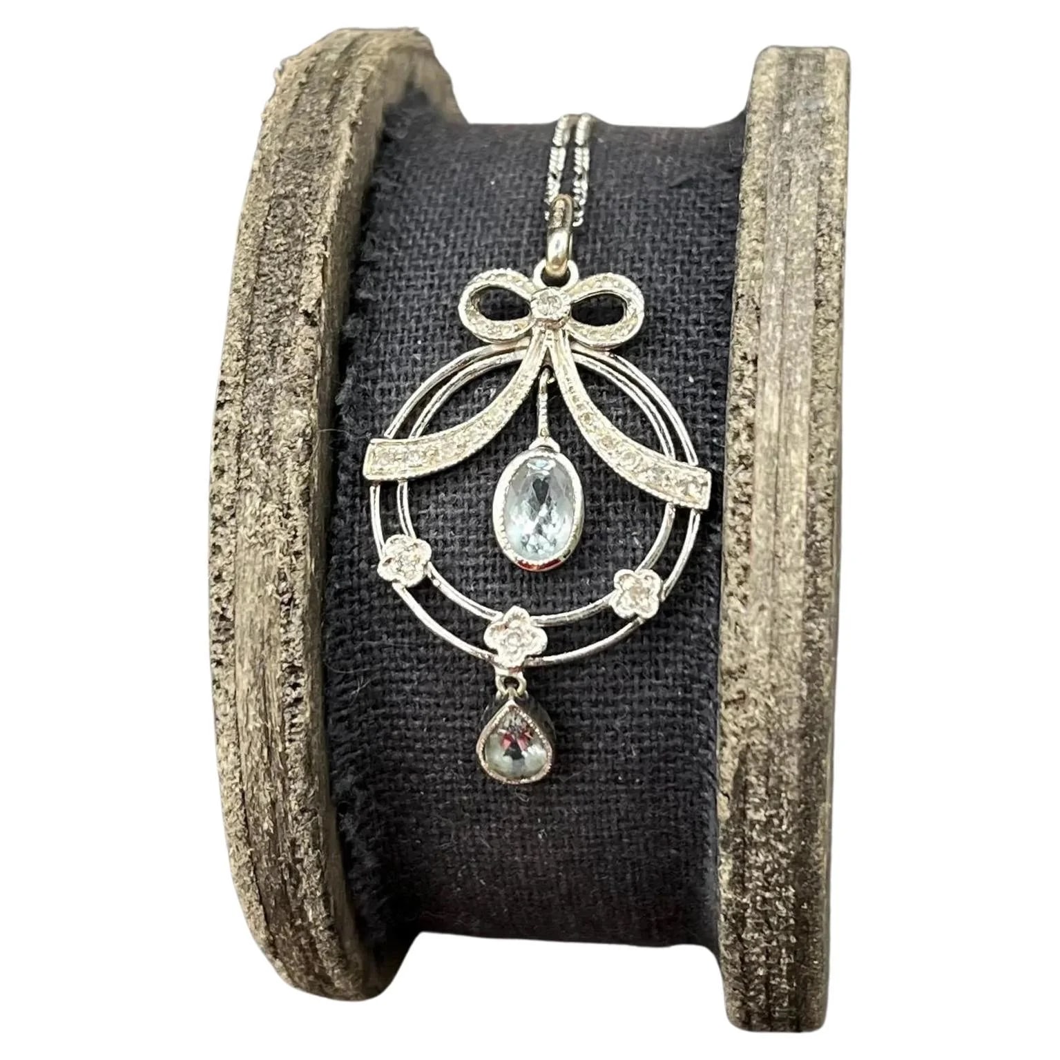 9ct White Gold Art Deco Style Drop — Jewelry — resale
