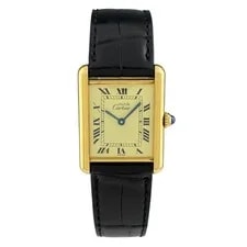 Cartier — Cartier Must Tank LM Vermeil W1002753 925 Silver GP Leather Quartz — Watch — resale