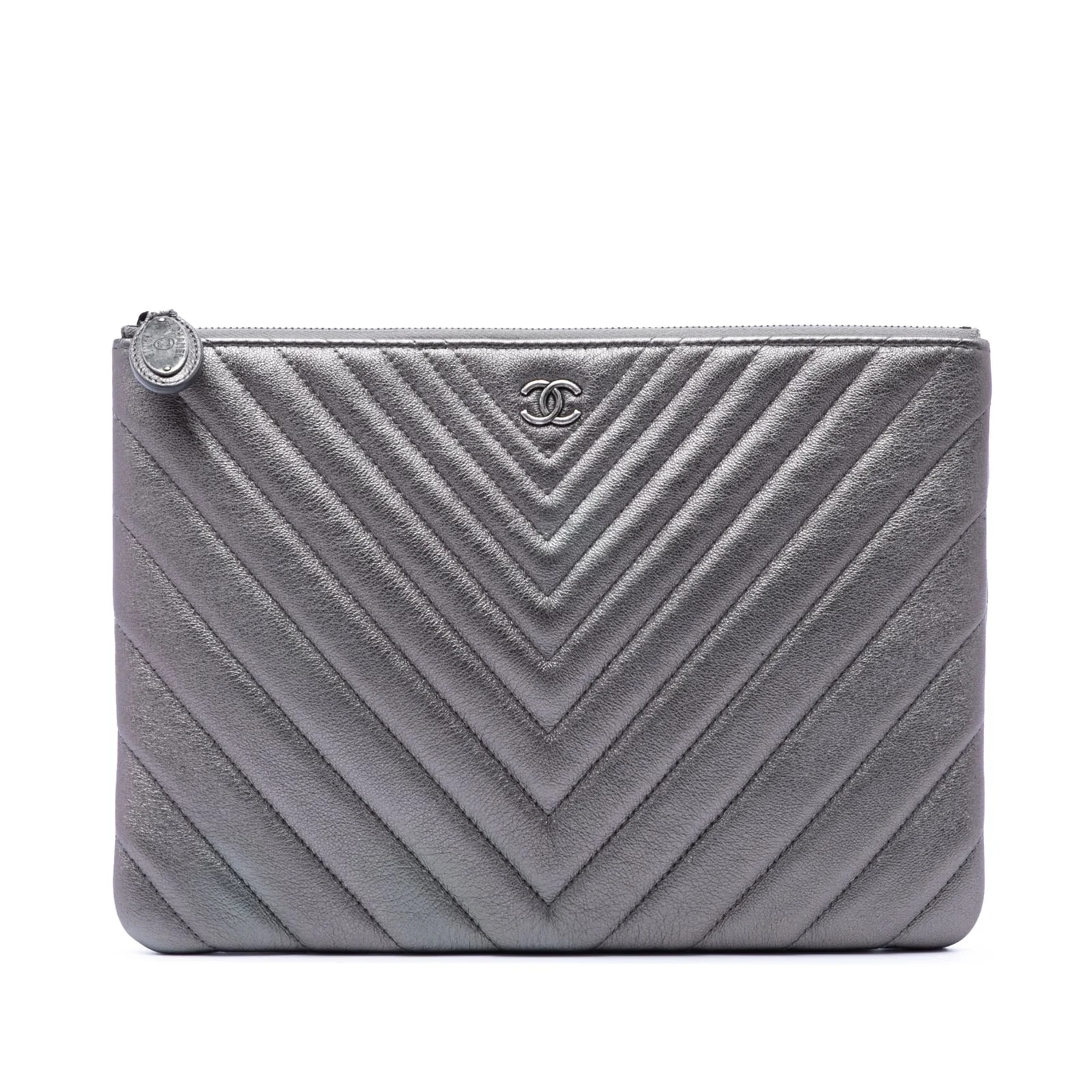 Chanel — Medium Chevron Metallic O Case — Handbag — resale