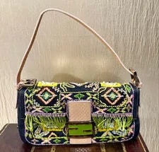 Fendi — Fendi Mamma Baguette Beads Embroidery Fringe Japan Authentic FS — Handbag — resale