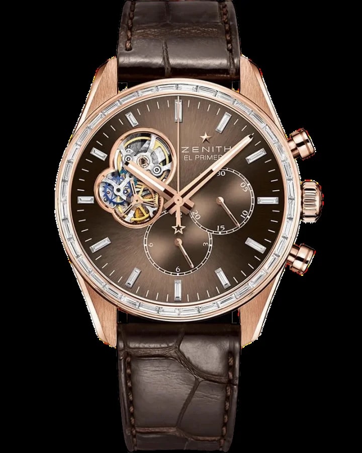 Worldofluxuryus — Zenith EL Primero Chronomaster Chronograph 18K Rose Gold & Diamonds — Watch — resale