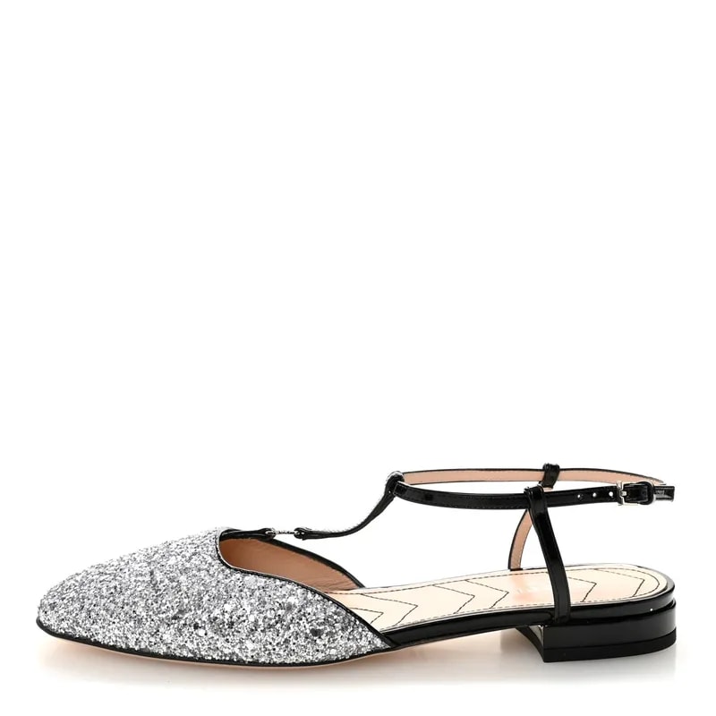 Gucci — Glitter Double G Slingback 39 — Designer Shoe — resale