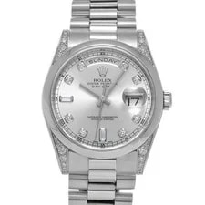 Rolex — Rolex Day-Date 118296A Silver / Diamond Dial Platinum / Diamond Automatic #W169 — Watch — resale