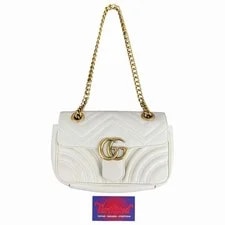 Gucci — Gucci GG Marmont Matelasse Mini White Gold Heart Chain — Handbag — resale