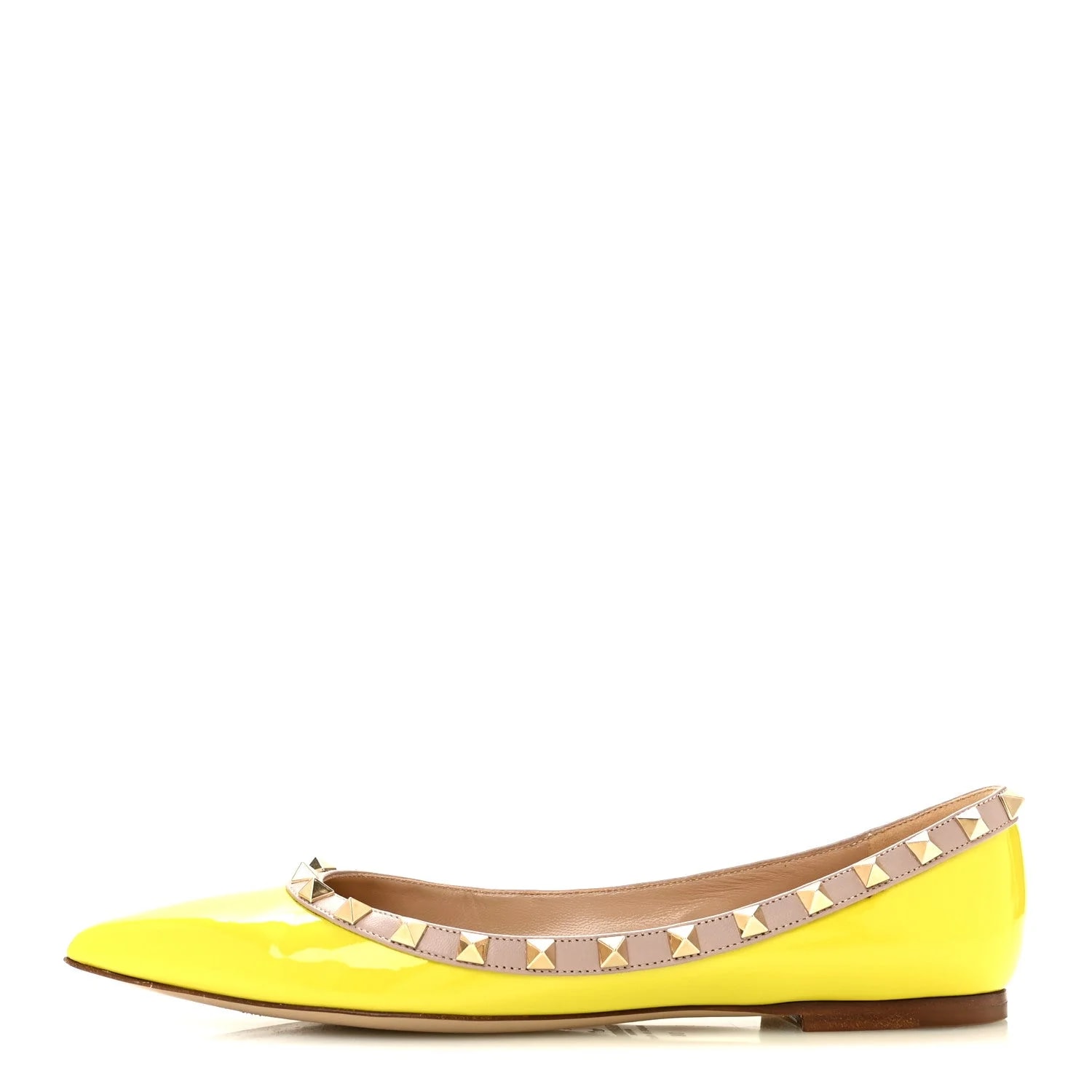 Valentino Garavani — Rockstud Ballerina 38 Acid — Designer Shoe — resale