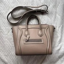 Celine — Celine Luggage Greige Grained 2Way Auth — Handbag — resale