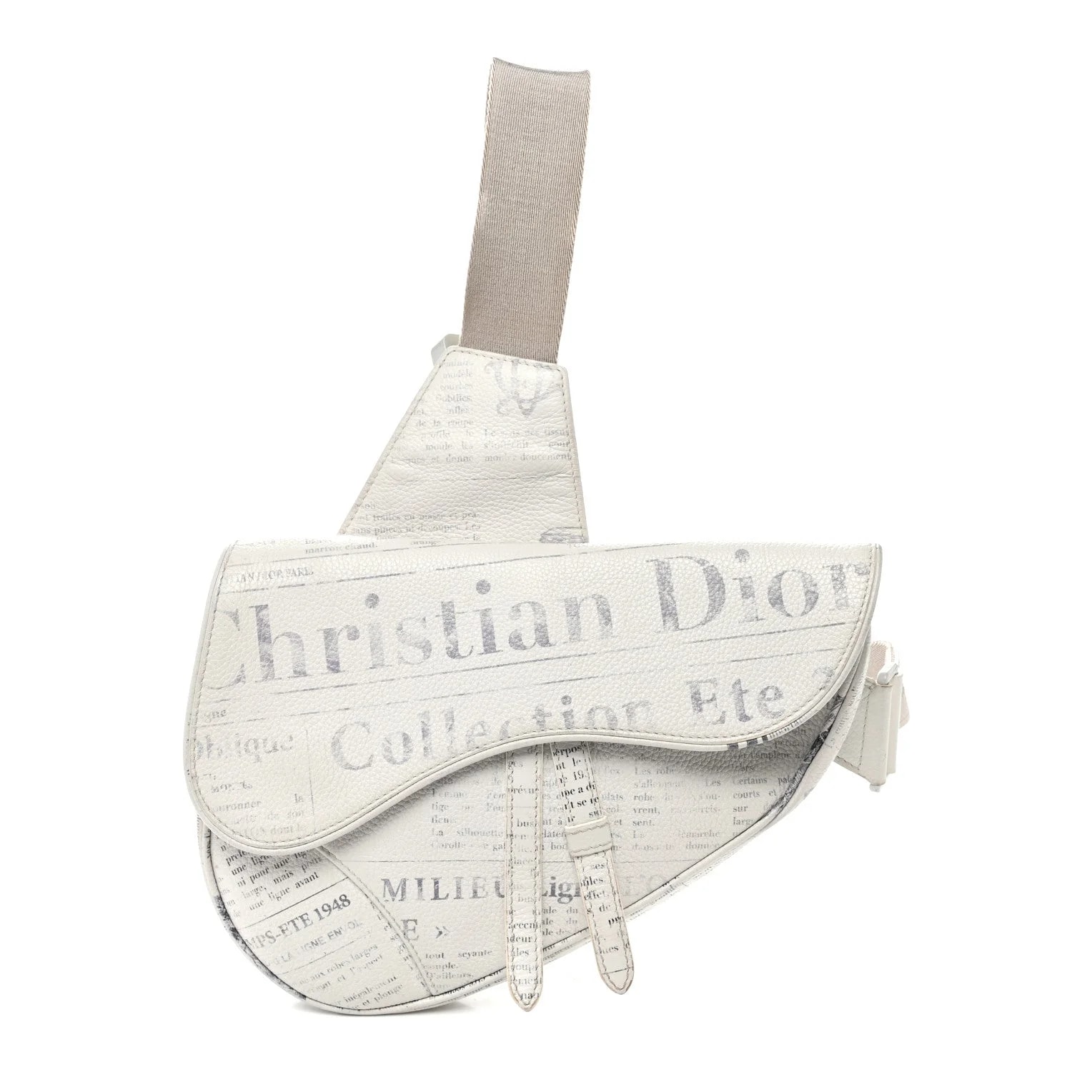 Dior — X Daniel Arsham Grained Newspaper Print Saddle — Handbag — resale