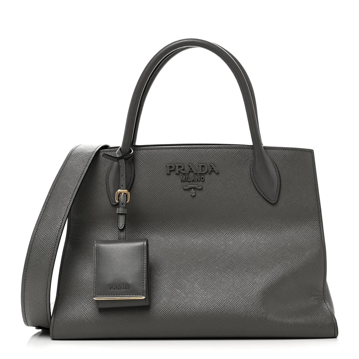 Prada — Medium Monochrome Top Handle Ardesia — Handbag — resale