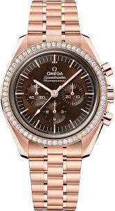 Worldofluxuryus — Omega Speedmaster Moonwatch Professional Chronograph 18K Sedna™ Gold & Diamonds — Watch — resale