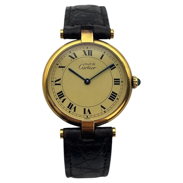 Cartier — Must de Cartier Vendôme Vermeil Classic Round With Lemon-Cream Roman Dial — Watch — resale