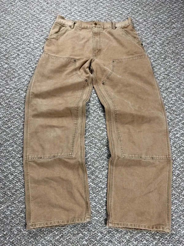 y2k carhartt double knee pant cotton brown distressed worn — Designer Shoe — resale