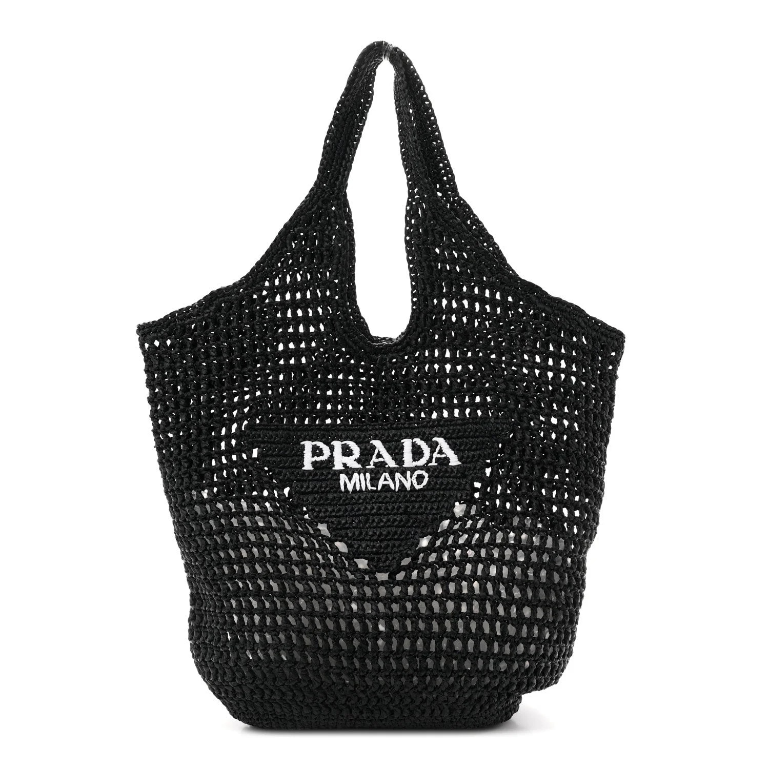 Prada — Yarn Effect Crochet Logo Embroidered — Handbag — resale