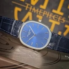 Patek Philippe — Patek Philippe Golden Ellipse 34.5MM 5738P-001 950 Platinum Blue Dial B&P — Watch — resale