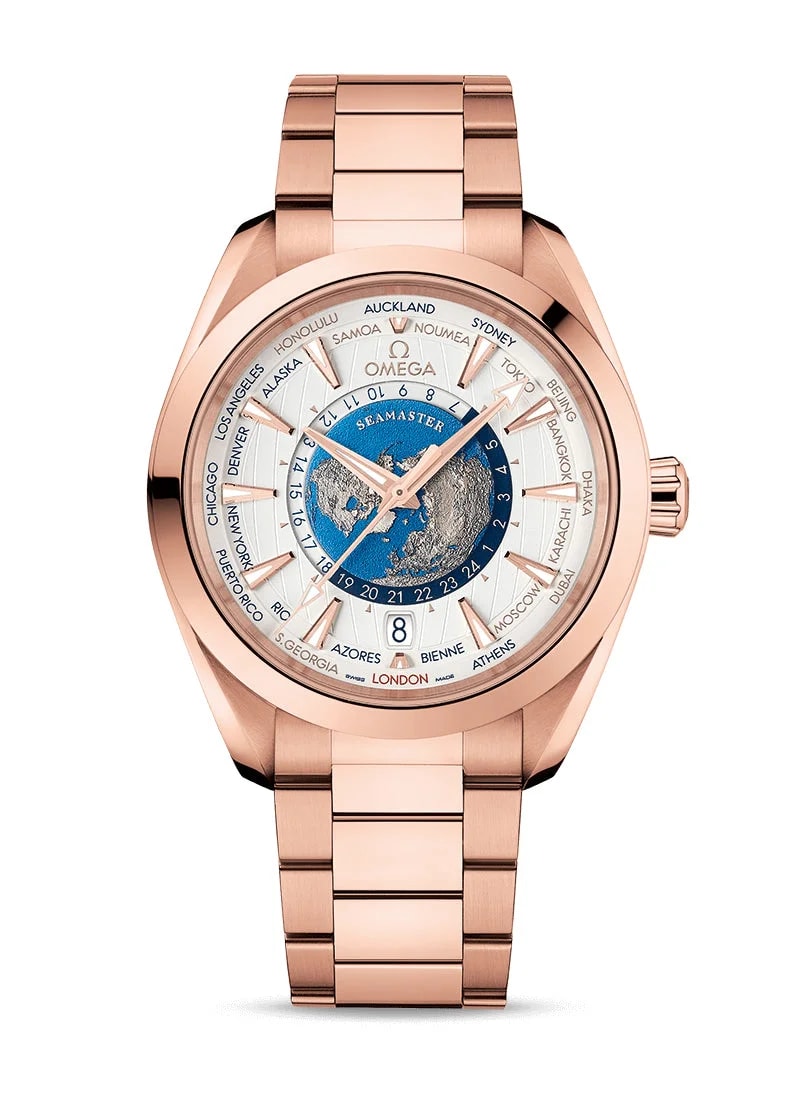 Worldofluxuryus — Omega Seamaster Aqua Terra GMT Chronometer 18K Sedna™ Gold — Watch — resale