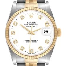 Rolex — Rolex Datejust 36 Steel Yellow Gold White Diamond Dial 16233 — Watch — resale