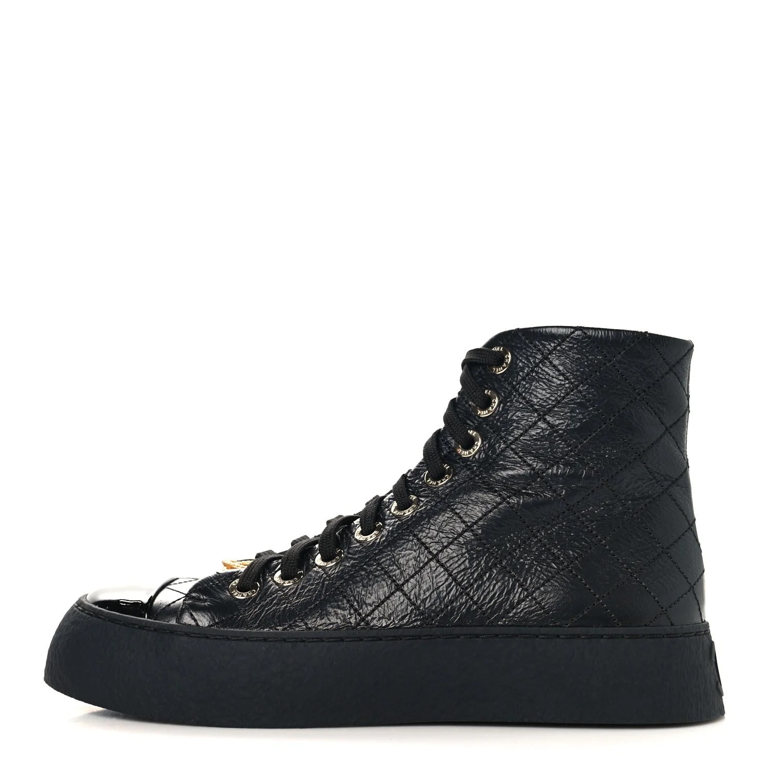 Chanel — Crumpled Cap Toe CC Stitched High Top 37.5 — Sneaker — resale