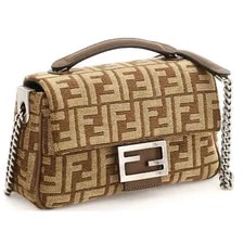 Fendi — $3100 Fendi Baguette Chain Midi Logo Fabric Authentic! — Handbag — resale