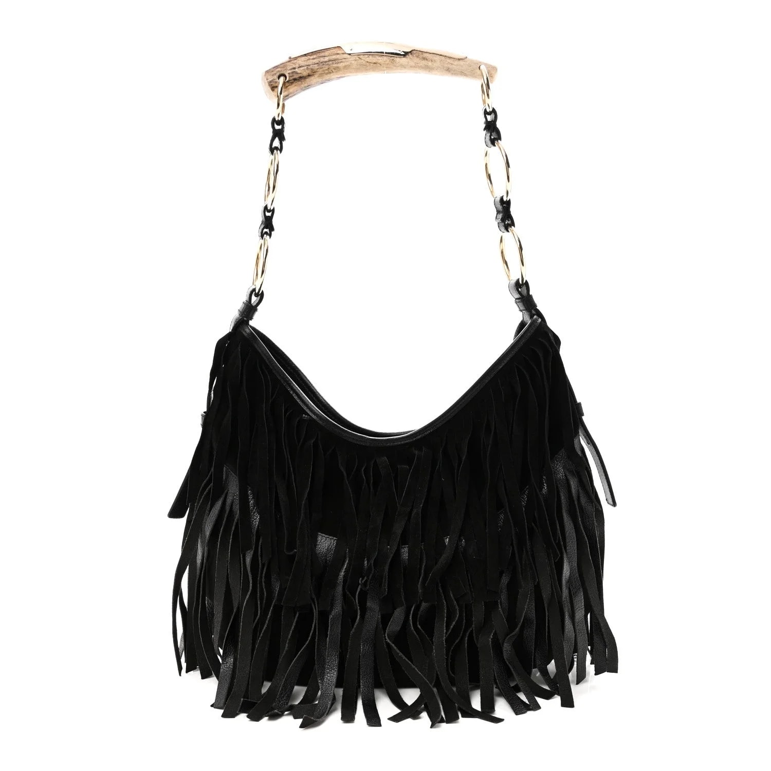 Saint Laurent — Fringe Buffalo Horn Mombasa Hobo — Handbag — resale