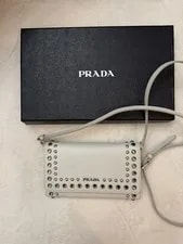 Prada — Authentic Prada Studded Wallet on Chain/Strap in Neutral Color With Box — Handbag — resale