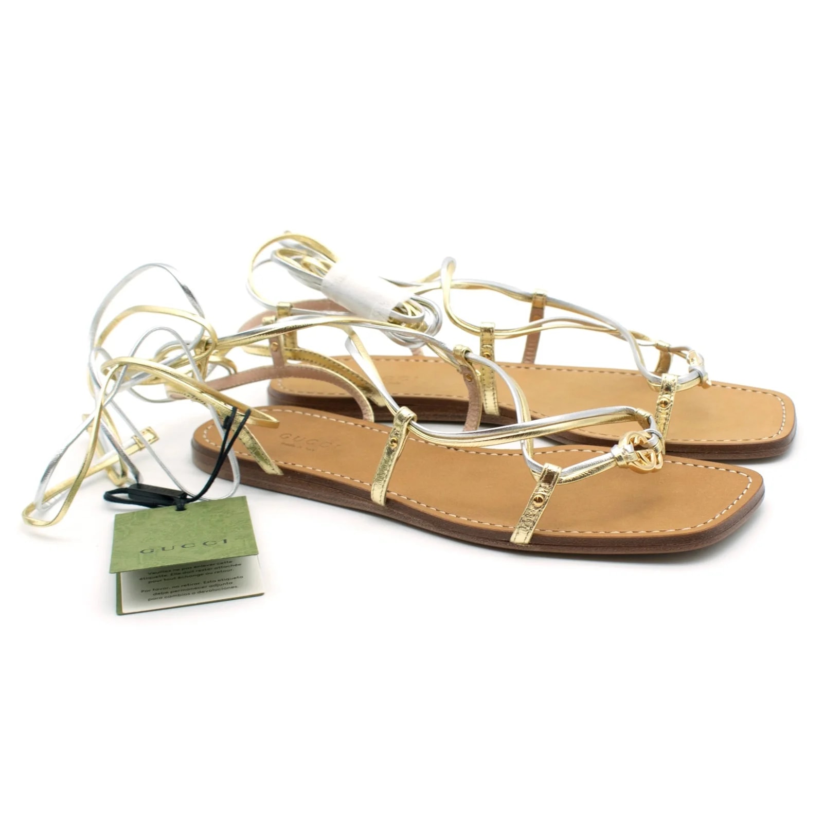 Gucci — Gucci Metallic Lace Up Gladiator — Designer Shoe — resale