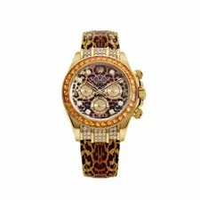 Rolex — Rolex Daytona 116598SACO Yellow Gold 'Leopard' Diamond Dial Cognac Sapphire — Watch — resale