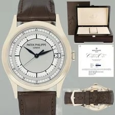 Patek Philippe — 2016 Papers Patek Philippe 5296G 38mm White Gold Calatrava Sector Leather — Watch — resale