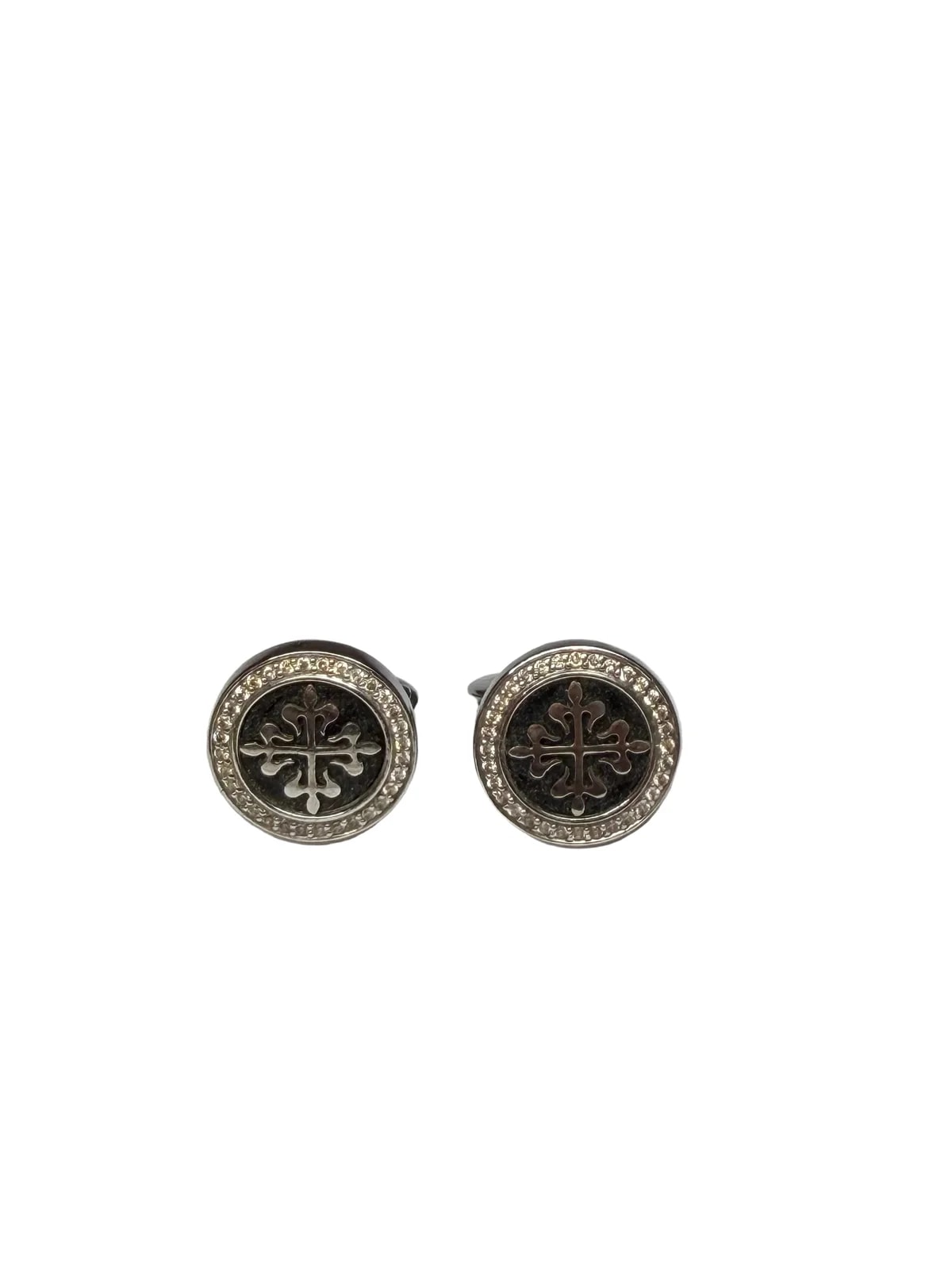 Worldofluxuryus — Patek Philippe Calatrava 18K White Gold Cufflinks With Onyx and 60 White Diamonds — Watch — resale