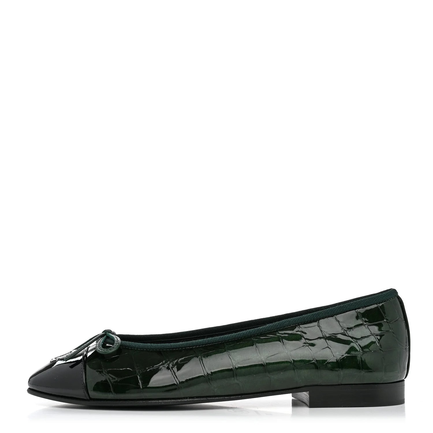 Chanel — Embossed Cap Toe CC Ballerina 38 Dark — Designer Shoe — resale