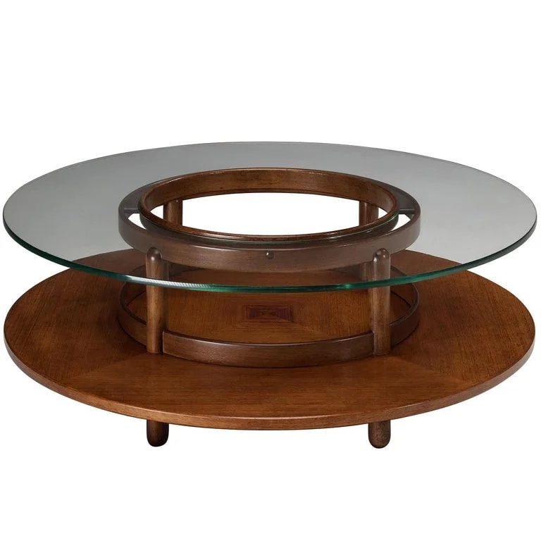 Gianfranco Frattini — Gianfranco Frattini Round Coffee in Walnut and Glass — Furniture — resale