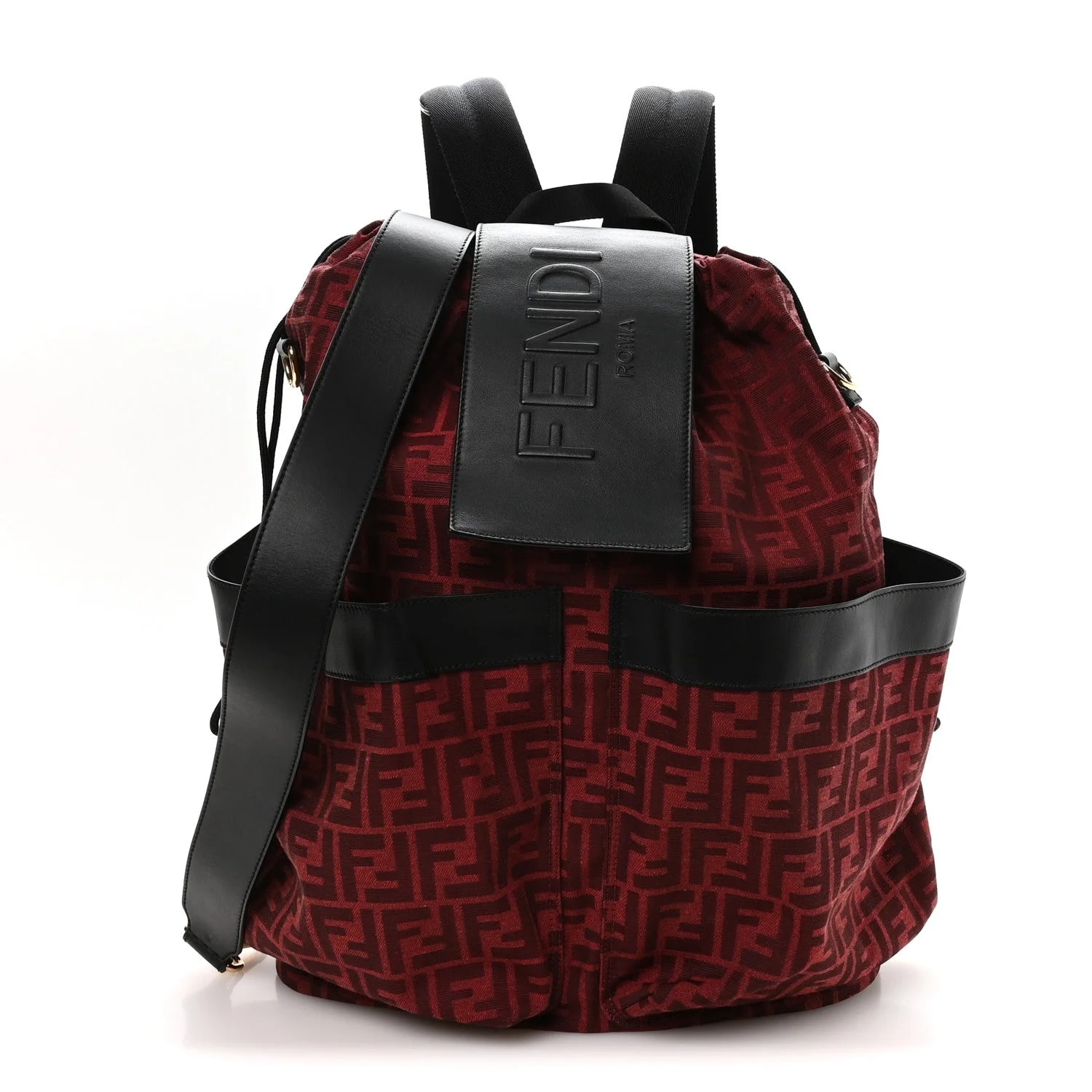 Fendi — Recycled Fabric Vitello Grace 1974 Large Fendi Strike Backpack Marlboro — Handbag — resale