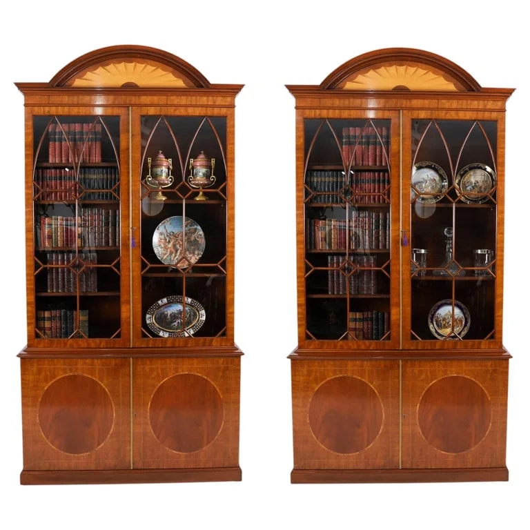 Restall Brown & Clennell — Pair English George III Revival Library Bookcases 20th Century — Furniture — resale