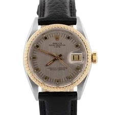 Rolex — Rolex Oyster Perpetual Date Gray Two-Tone Engine-Turned Gold 34mm 1505 — Watch — resale