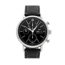 IWC — IWC Portofino Chronograph Steel Auto 42mm Black Dial Strap IW3910-29 — Watch — resale