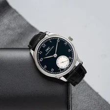 IWC — IWC Portuguese Hand Wound 44mm, Black Dial - Stainless Steel on Strap — Watch — resale