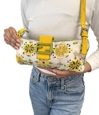 Fendi — Fendi Beads Mamma Baguette Crossbody Flower Embroidery — Handbag — resale