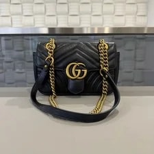Gucci — Gucci GG Marmont V-Quilted Chain Crossbody Auth — Handbag — resale