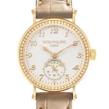 Patek Philippe — Patek Philippe Calatrava Moonphase Yellow Gold Diamond Watch 7121J Box Papers — Watch — resale