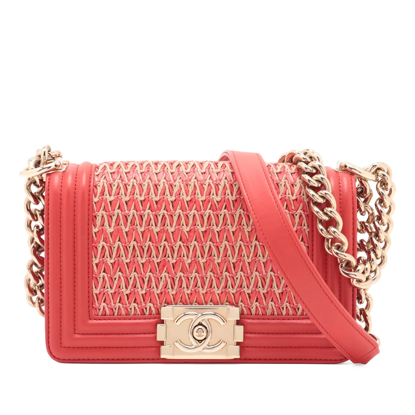 Chanel — Small Straw and Boy Flap — Handbag — resale