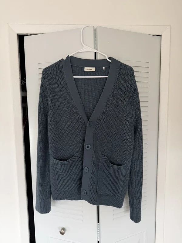 Sandro Paris Blue Knit Cardigan w/ Patch Pockets — Clothing — resale