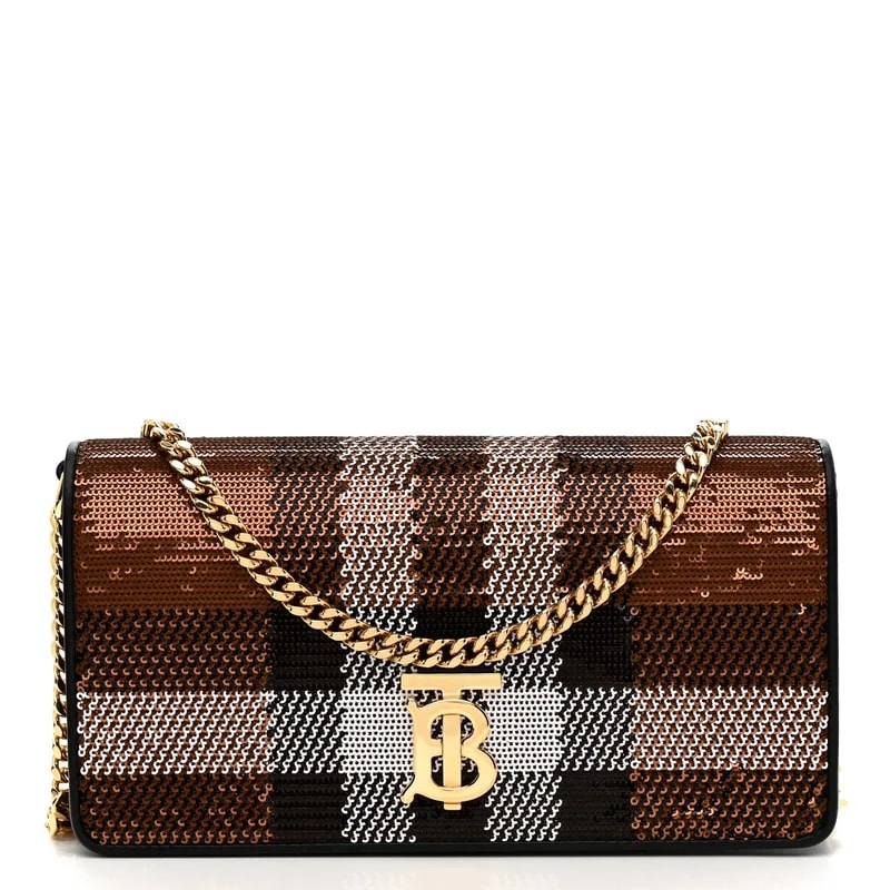 Burberry — Sequin Check Embellished TB Lola Chain Wallet Dark — Handbag — resale