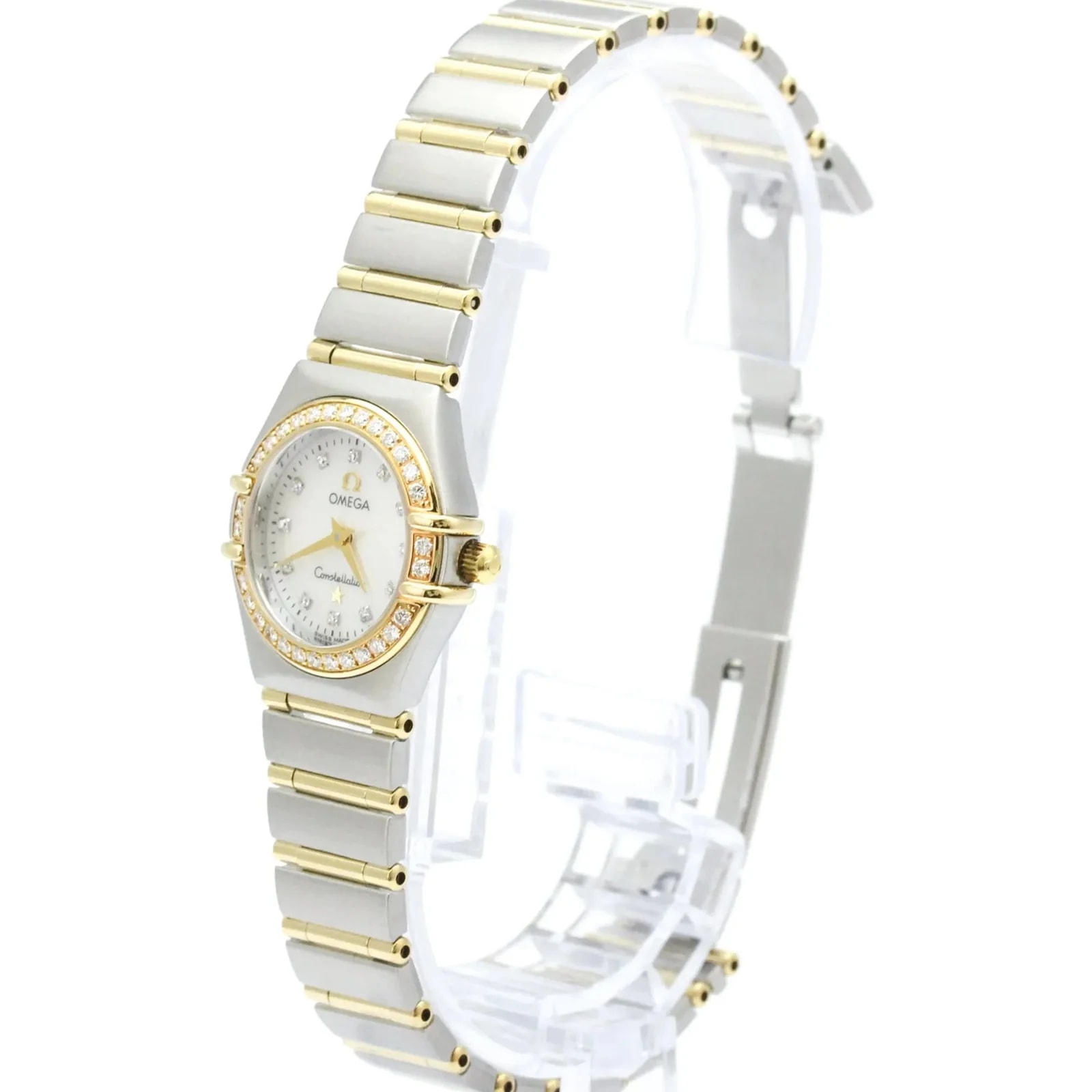 Omega — Omega Constellation Quartz Stainless Steel and Yellow Gold With Diamond Bezel and Markers and Mother of Pearl — Watch — resale