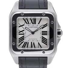 Cartier — Cartier Santos 100 2656 With 38mm Steel Case and White Dial. Excellent Condit... — Watch — resale