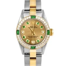 Rolex — Rolex Lady Oyster Perpetual Champagne Emerald Diamond Dial Emerald Diamond Bezel — Watch — resale
